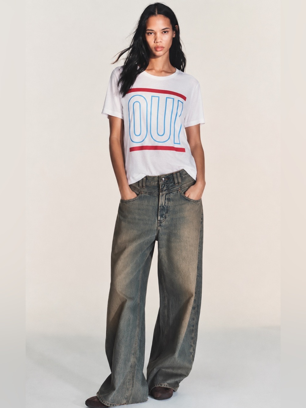 Chaser “OUI” Graphic Tee | Made in USA | Oversized Relaxed Fit | Medium